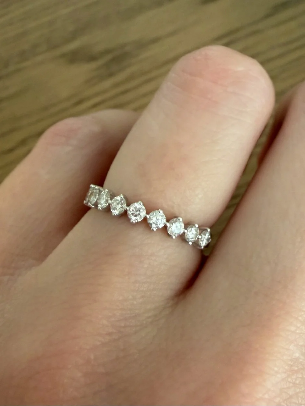 14k White Gold 9 Prong Round Natural Diamond Band 5 1/4